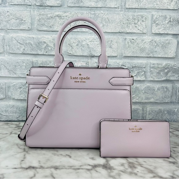 kate spade Handbags - Kate Spade Staci Medium Satchel Crossbody & Large Slim Bifold Wallet Lilac Moon